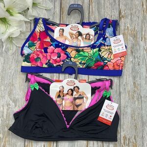 Scoop & Triangle Bralette & Ruffle Thong 2-Piece Set, 2-Pack Size XS